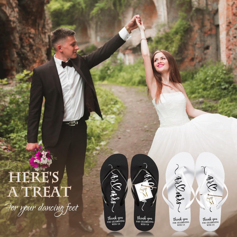 Breathffy 24 Pairs Wedding Flip Flops Bulk Slippers Flip Flops Women Wedding Sandals with Size Cards Drawstring Bags (White,Black) - Image 5
