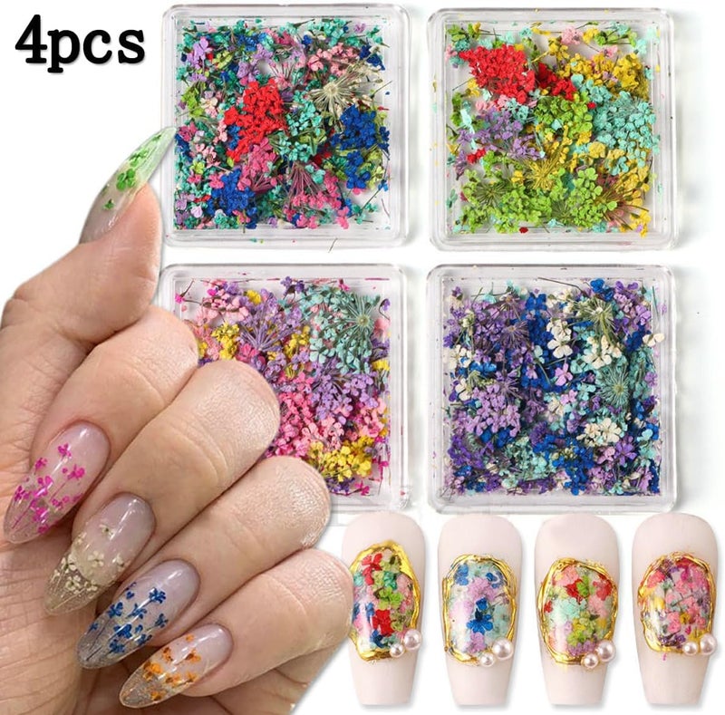 KASTWAVE Nail Art Dried Flowers, DIY Mini Mix Flower Petals Nail Stickers Natural Floral Dried Flower Decals, 3D Applique Nail Decoration Sticker for Tips Manicure Decor Accessories, Gypsophila - Image 5