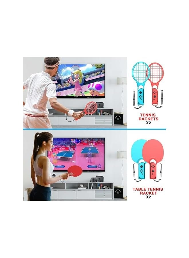 بروماس مجموعة ملحقات الألعاب الرياضية 18 في 1 لألعاب نينتندو سويتش، مجموعة ملحقات حزمة عائلية متوافقة مع ألعاب سويتش/سويتش OLED الرياضية - Image 3