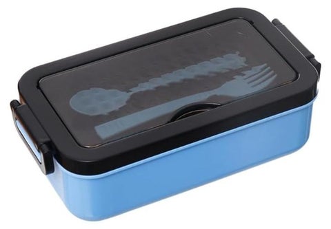 صندوق غداء بلاستيكي محكم الغلق مع ملعقة وشوكة