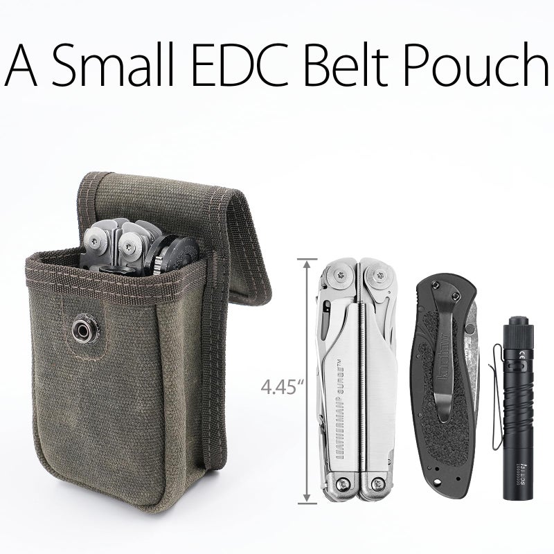 diodrio EDC Belt Pouch for Men Women, Small Utility Holster Pouch with Belt Loop for Hiking, Fishing, Camping, Snap Closure, Classic Waxed Canvas, Olive Small - Image 2