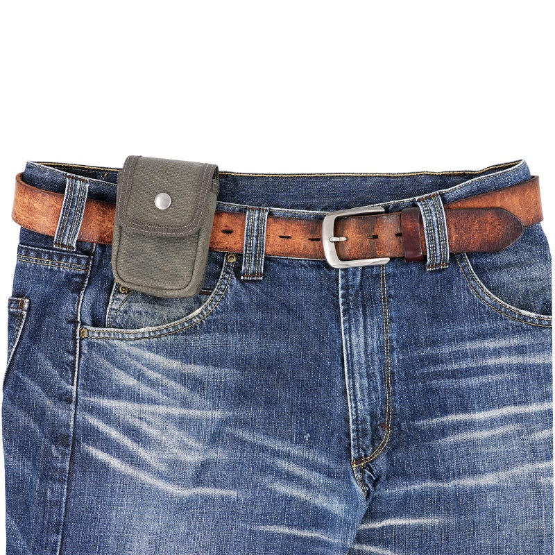 diodrio EDC Belt Pouch for Men Women, Small Utility Holster Pouch with Belt Loop for Hiking, Fishing, Camping, Snap Closure, Classic Waxed Canvas, Olive Small - Image 1
