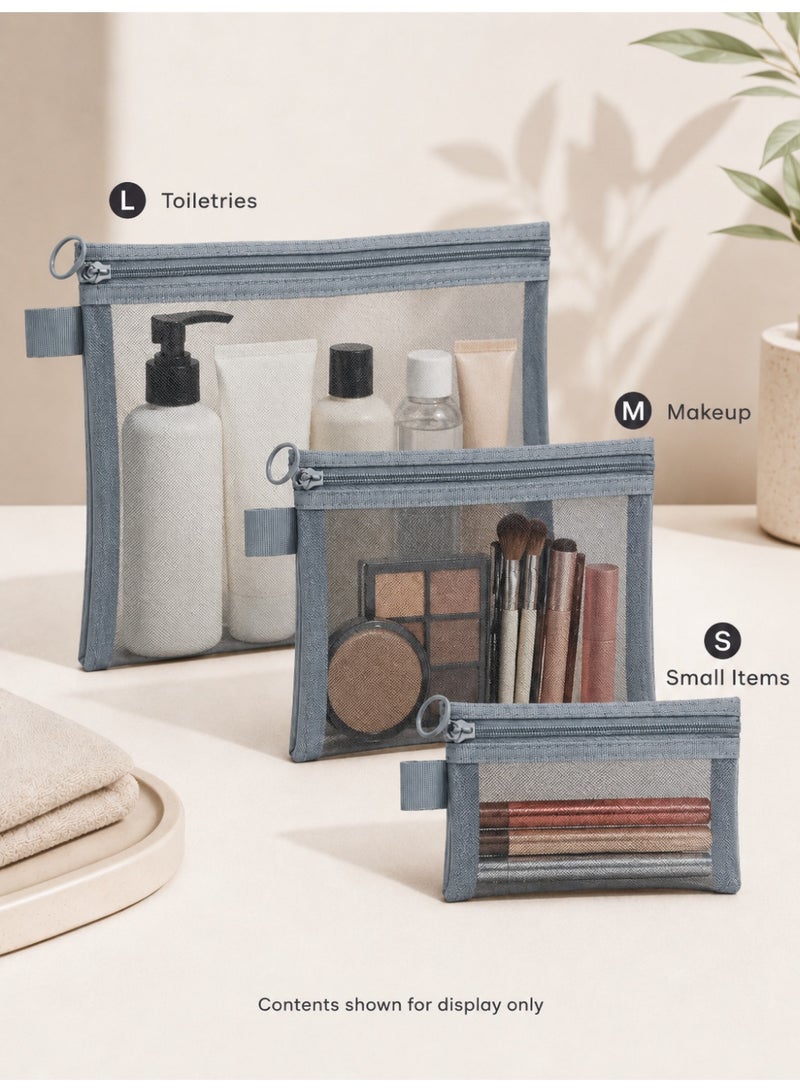 Transparent Toiletry Bag Cosmetic Organizer Pouch Travel Makeup Storage Bag Grey,Size S - Image 5