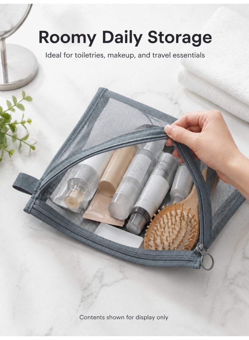 Transparent Toiletry Bag Cosmetic Organizer Pouch Travel Makeup Storage Bag Grey,Size S - Image 3