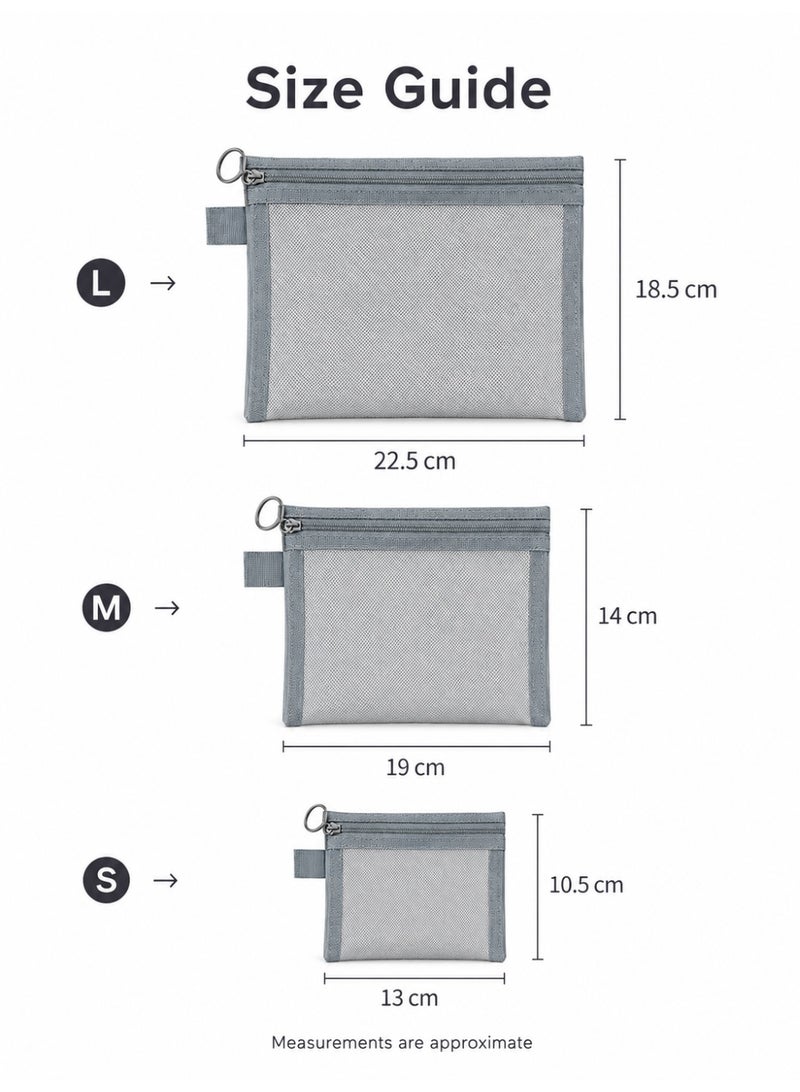 Transparent Toiletry Bag Cosmetic Organizer Pouch Travel Makeup Storage Bag Grey,Size S - Image 4