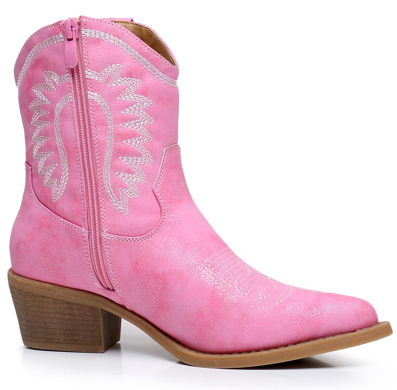 GLOBALWIN Pink Cowboy Boots for Women Westen Charm Cowgirl Mid Calf Boots for Women with Pointed Toe Size 8M - Image 3