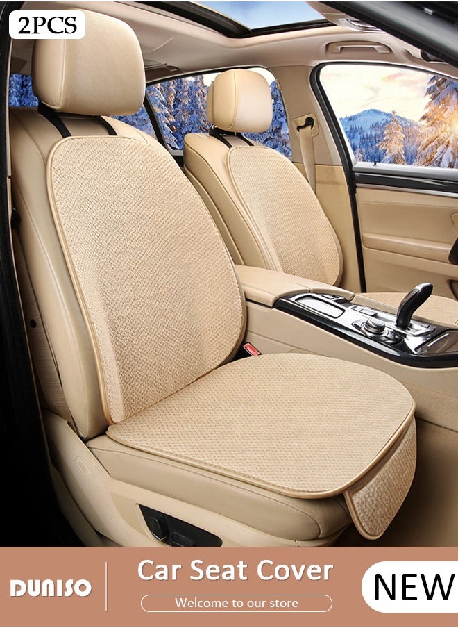 DUNISO 2pcs Auto Warm plush Universal Four Seasons Front Car Seat Covers Luxury Include Front Car Seat Protector Compatible with 95% Vehicle Fit for Cars Truck SUV or Vans  - Image 1
