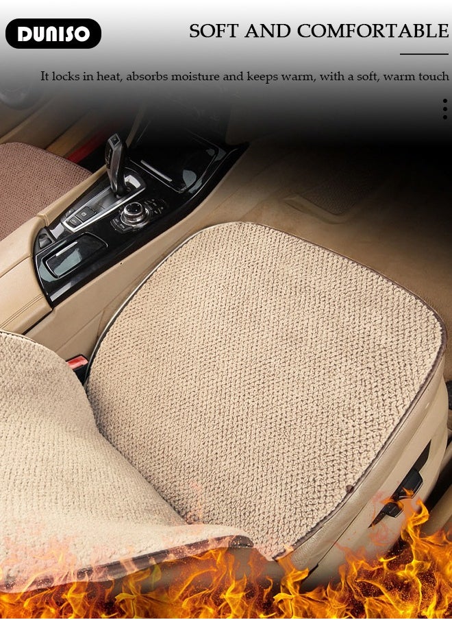 DUNISO 2pcs Auto Warm plush Universal Four Seasons Front Car Seat Covers Luxury Include Front Car Seat Protector Compatible with 95% Vehicle Fit for Cars Truck SUV or Vans  - Image 2