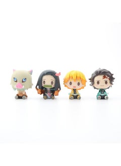 Trunkin Trunkin Demon Slayer Cute Miniature Chibi Figures Tanjiro Nezuko Kamado Zenitsu Agatsuma Inosuke Hashibira Mini Sitting Figurines Set of 4, Character  - Image 1