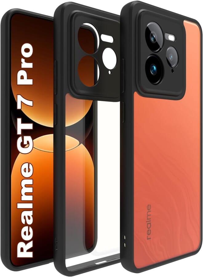 UNBLACK Case Cover Shockproof Hard PC Back Soft TPU Frame Anti-yellowing Slim Protective Cover Compatible with Realme GT 7 Pro (Clear)