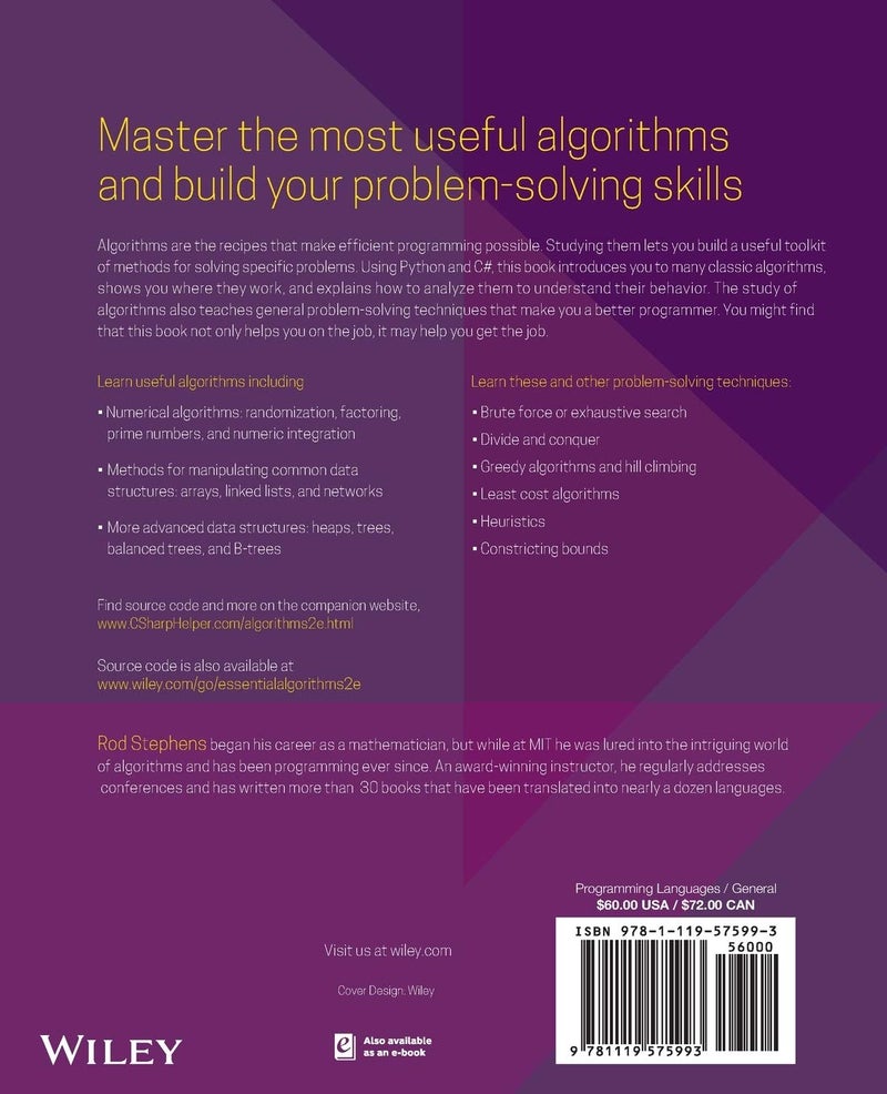 ESSENTIAL ALGORITHMS: A PRACTICAL APPROACH TO COMPUTER ALGORITHMS USING PYTHON AND C# P 2E - Image 2