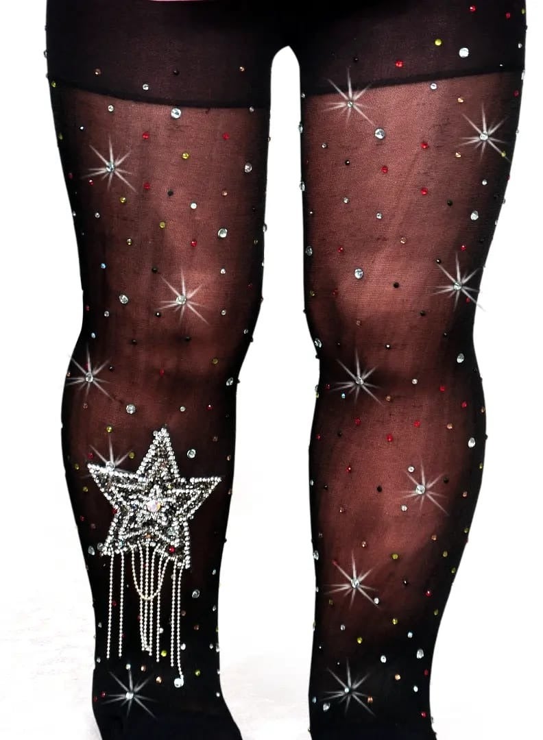 Ghils Girls' Crystal Embroidered Tights