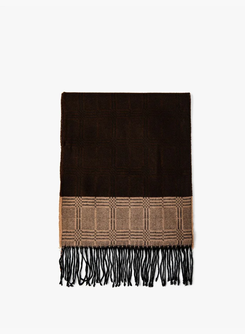 كوتون Basic Scarf Tasseled Multicolor Geometric Patterned
