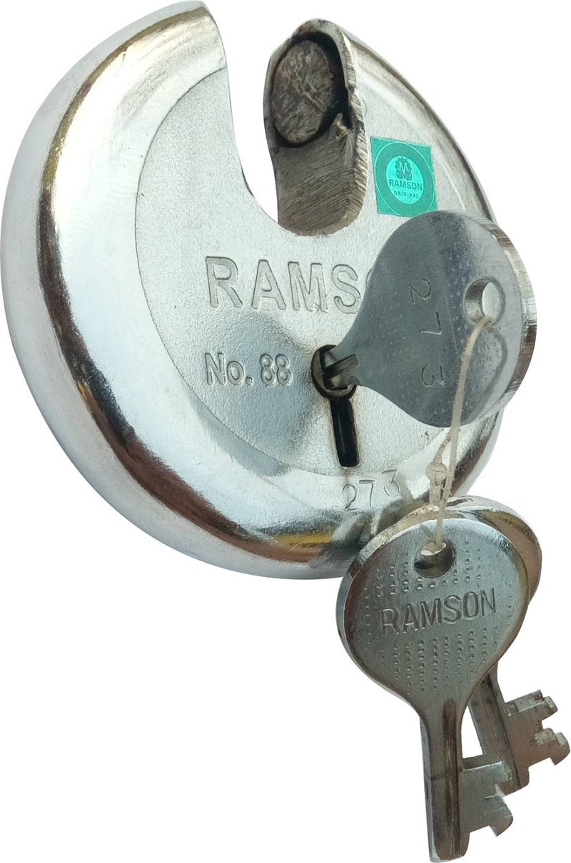 RAMSON Steel Round 7 Levers Lock with 3 Keys 80mm Silver Painted Finish - Image 2