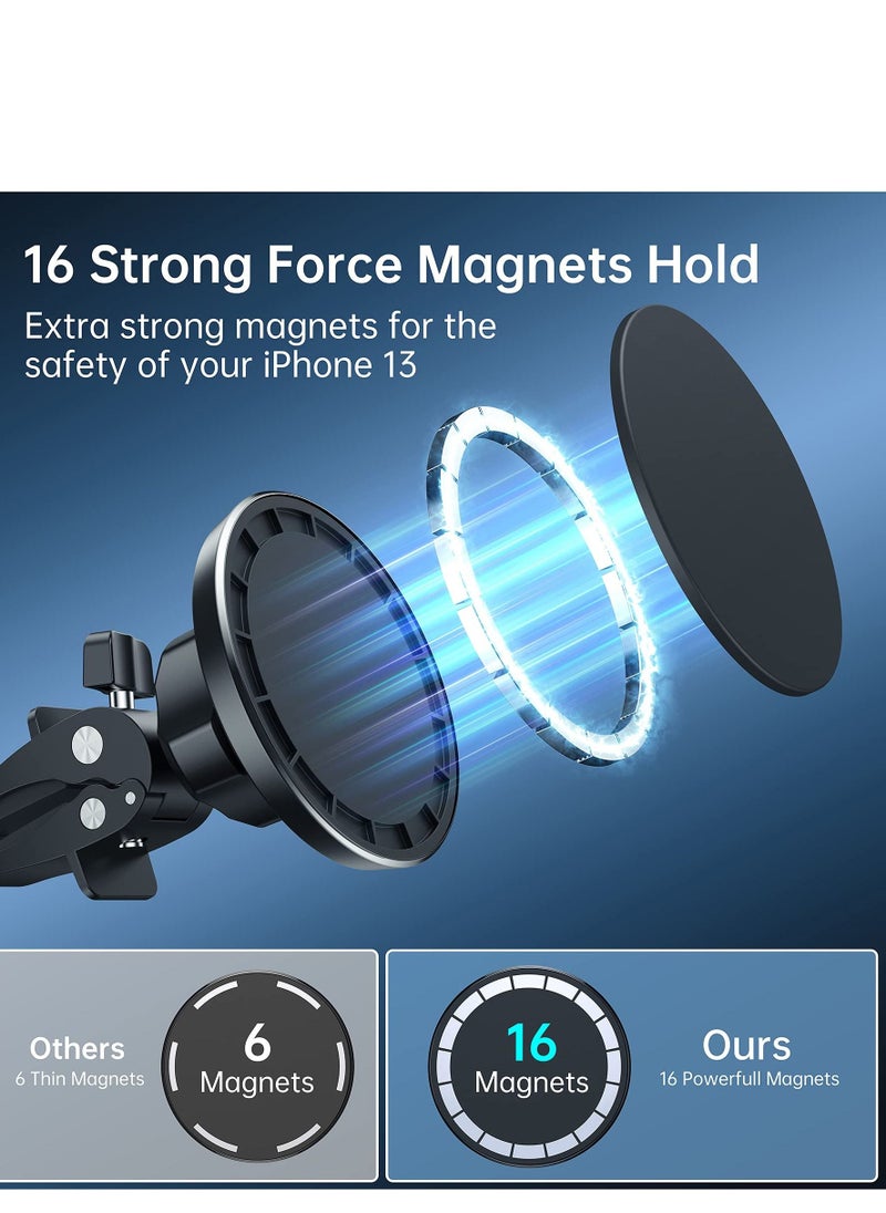 Excefore - Magnetic Car Mount Phone Holder - Mag Safe Air Vent Phone Mount for Car Compatible with iPhone 14 13 12 Pro Max Mini Plus, Mag Safe Case, 360° Adjustable Mag Safe Car Mount Phone Holder for All Phone - Image 1