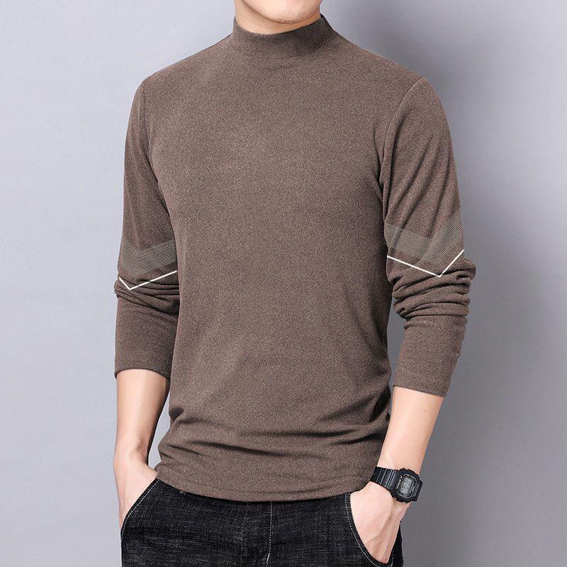 Reversible Fleece Thermal Long Sleeve T-Shirt Coffee [V rod de velvet]]