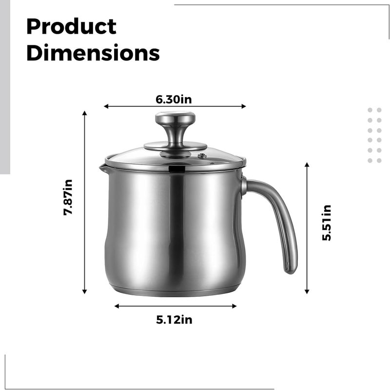 Generic Pan Milk Stainless Steel 14 Cm / 5.51 In For Stove, 304 Multi-Function With Pot Spout Pour, Non-Coated, And Soup For Suitable More, Milk, Easy Pouring And For Great Cooking High-Temperature - Image 4