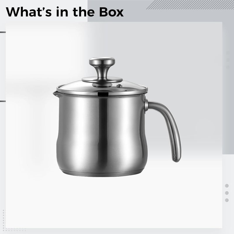 Generic Pan Milk Stainless Steel 14 Cm / 5.51 In For Stove, 304 Multi-Function With Pot Spout Pour, Non-Coated, And Soup For Suitable More, Milk, Easy Pouring And For Great Cooking High-Temperature - Image 5