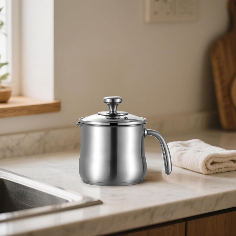 Generic Pan Milk Stainless Steel 14 Cm / 5.51 In For Stove, 304 Multi-Function With Pot Spout Pour, Non-Coated, And Soup For Suitable More, Milk, Easy Pouring And For Great Cooking High-Temperature - Image 3
