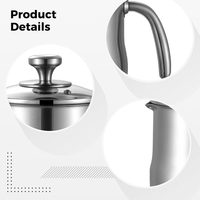 Generic Pan Milk Stainless Steel 14 Cm / 5.51 In For Stove, 304 Multi-Function With Pot Spout Pour, Non-Coated, And Soup For Suitable More, Milk, Easy Pouring And For Great Cooking High-Temperature - Image 2