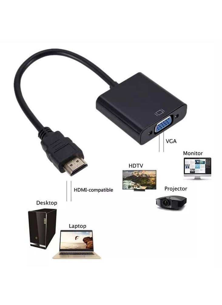 Generic HDMI to VGA Adapter Cable – HDMI Male to VGA Female Video Converter for Laptop, Desktop, HDTV, Monitor, Projector  - Image 1