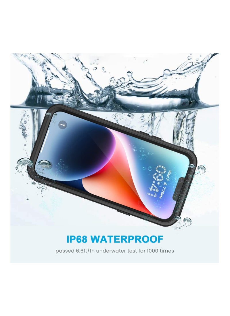 iPhone 14 Case, IP68 Waterproof Dustproof Shockproof 14 Case with Built-in Screen Protector, Full Body Sealed Protective Front and Back Cover for iPhone 14 (Black)