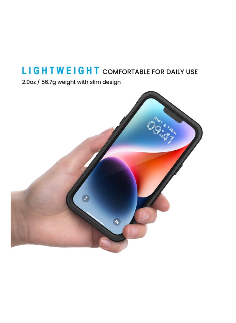iPhone 14 Case, IP68 Waterproof Dustproof Shockproof 14 Case with Built-in Screen Protector, Full Body Sealed Protective Front and Back Cover for iPhone 14 (Black)
