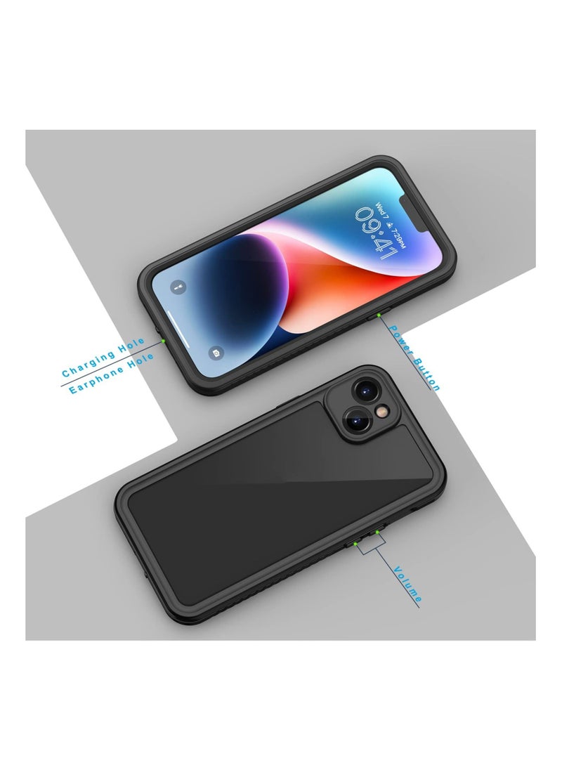 iPhone 14 Case, IP68 Waterproof Dustproof Shockproof 14 Case with Built-in Screen Protector, Full Body Sealed Protective Front and Back Cover for iPhone 14 (Black)