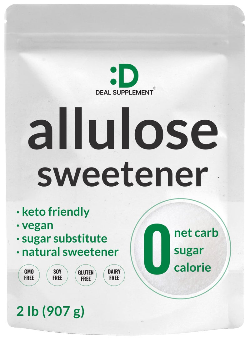 DEAL SUPPLEMENT Allulose Sweetener 2 Pounds - Natural Sugar Subsitutes, No Aftertaste - Keto Friendly, Vegan, Zero Net Carb, Zero Calorie, Great for Cooking & Baking - Image 1