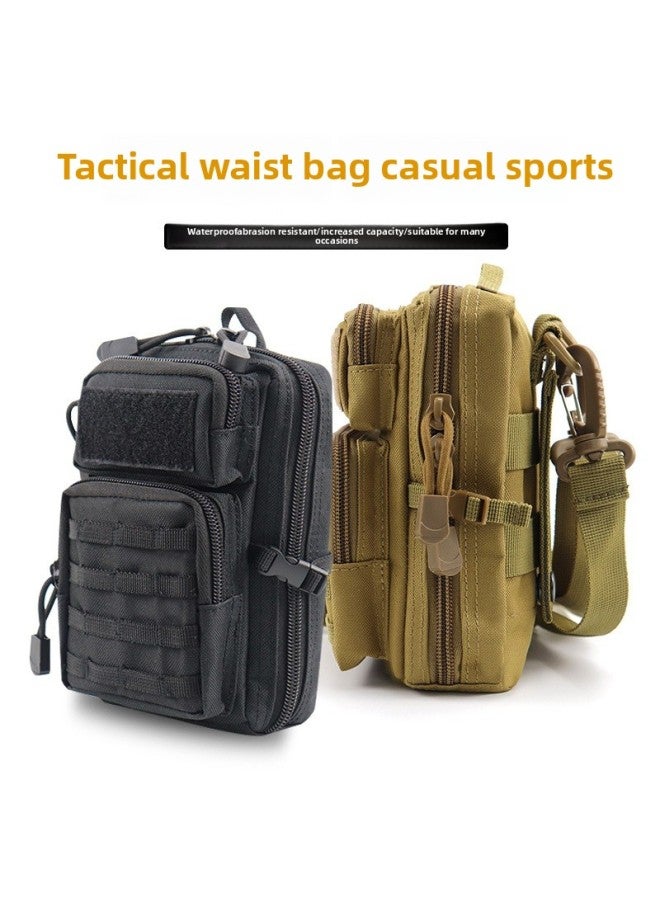Generic 7 Inch Multifunctional Waist Bag Large Capacity Outdoor Wearing Waist Bag Water-repellent Oxford Cloth Tactical Mobile Phone Waist Bag-Color:Army Green - Image 2