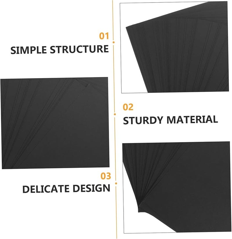 ورق مقوى أسود 50 ورقة ورق رسم سميك سطح أملس للرسم الفني الكتابة والحرف اليدوية - Image 4