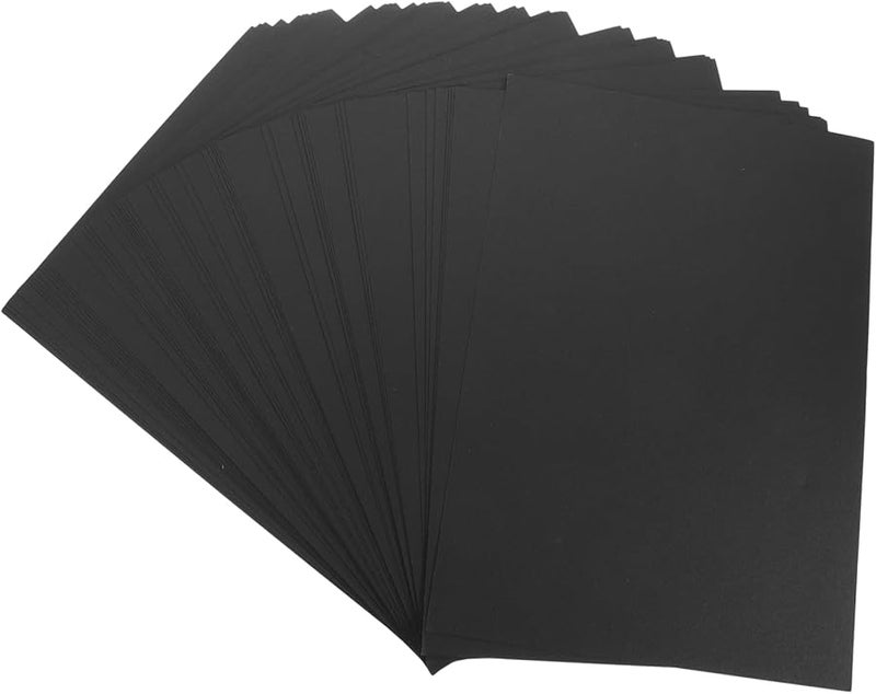 ورق مقوى أسود 50 ورقة ورق رسم سميك سطح أملس للرسم الفني الكتابة والحرف اليدوية - Image 1
