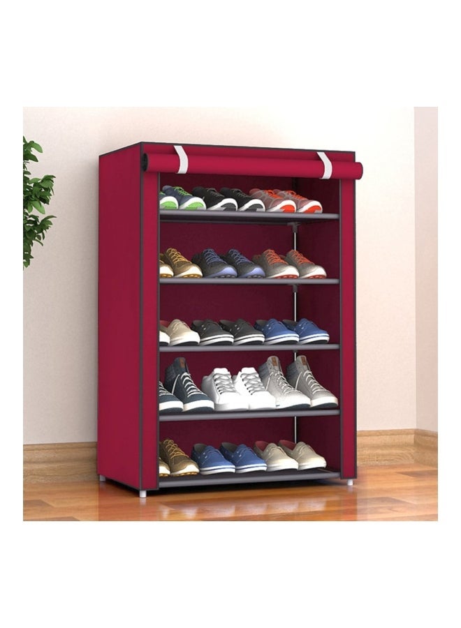 5-Tier Dormitory Shoe Rack Red 90x60x30cm - Image 3