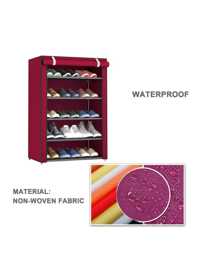 5-Tier Dormitory Shoe Rack Red 90x60x30cm - Image 5