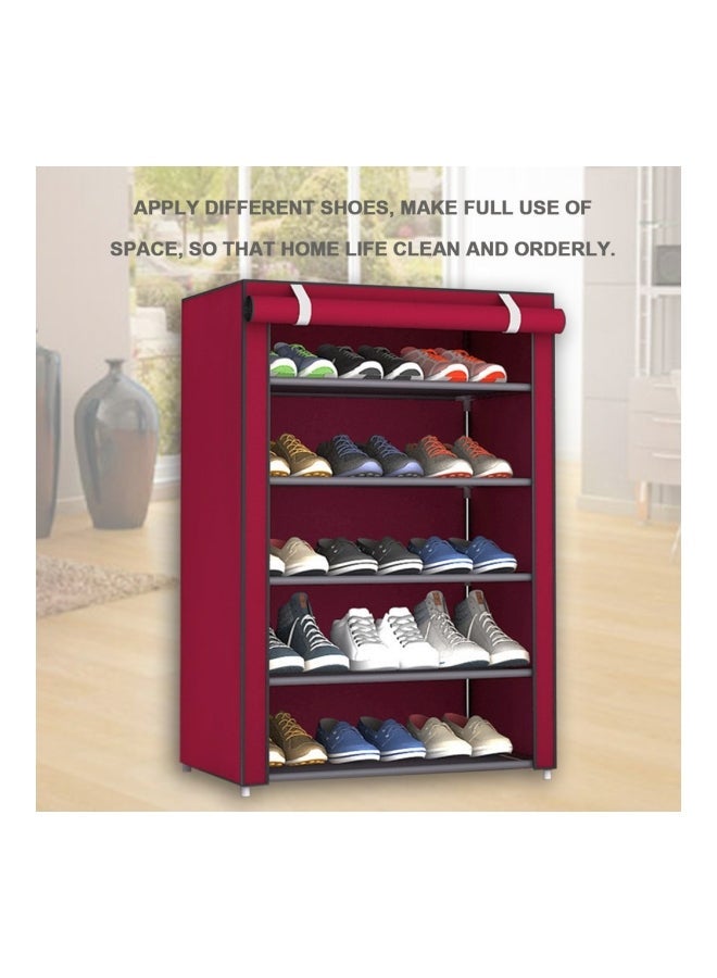 5-Tier Dormitory Shoe Rack Red 90x60x30cm - Image 2