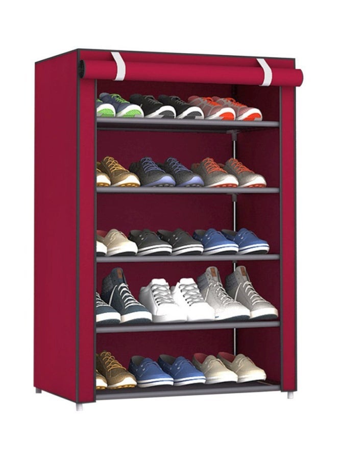 5-Tier Dormitory Shoe Rack Red 90x60x30cm - Image 1