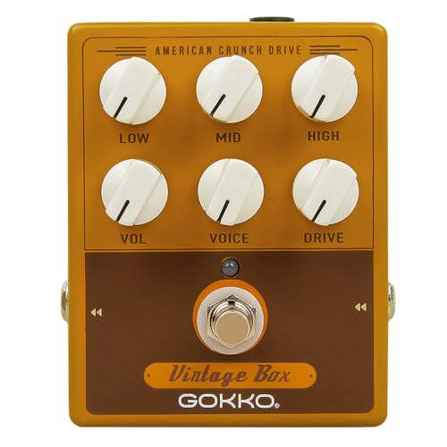 GOKKO VINTAGE BOX GK-33 - Vintage Amp Simulator Pedal with 57 Deluxe Tone, 6-Band EQ, All-Analog Circuit, Rugged Aluminum Casing - Perfect for Clean to Overdrive Sounds - Image 1