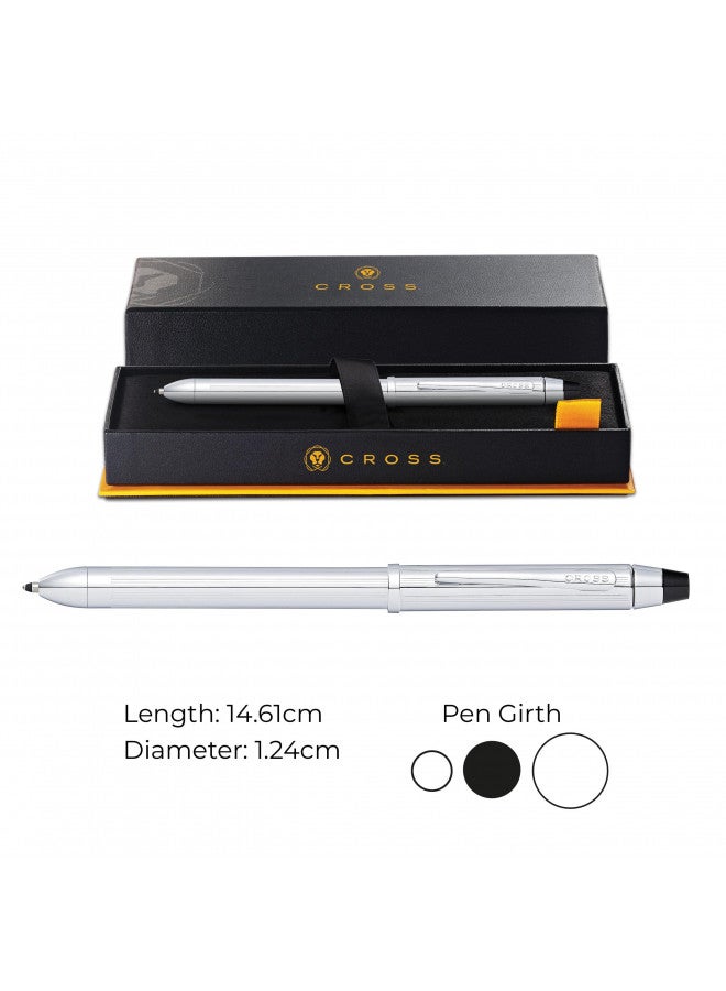 Cross Tech3+ Engraved Refillable Multi-Function Ballpoint Pen with Stylus, Medium Ballpen And Pencil, Includes Premium Gift Box - Lustrous Chrome - Image 3