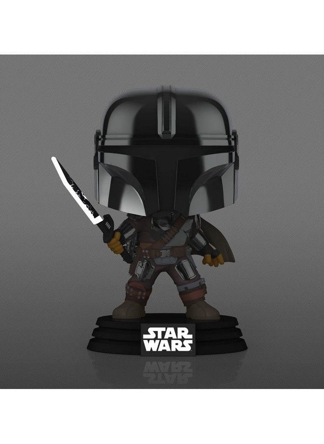 POP - Funko Star Wars Mandalorian With Darksaber (Chrome & Glow In The Dark) Exclusive - Image 1