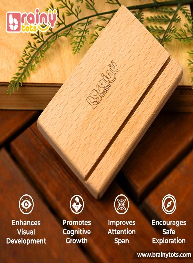Brainytots Stable Flashcard Stand | Natural Wood Display | Enhances Visual & Cognitive Development | Anti-Topple Design | Easy-Swap Flashcard Holder | Pack of 3 - Image 2