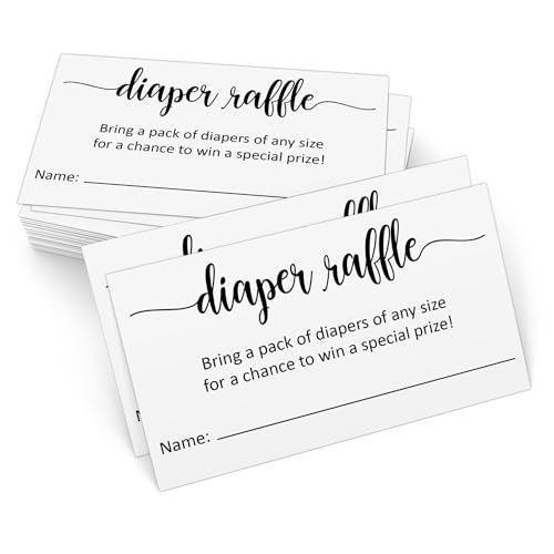 321Done Diaper Raffle Tickets Made in USA 35x2 White With Name Line Baby Shower Game Enter to Win Drawing Prize Small Set of 50