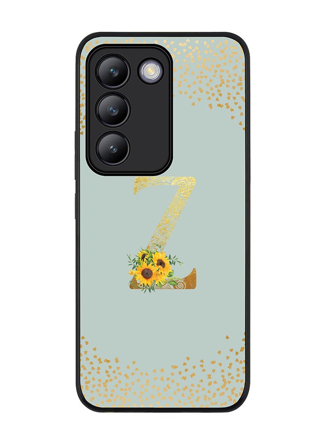 Stylizedd Rugged Black edge case for Vivo V30 Lite 5G, Cover Custom Monogram Initial Letter Mandala Floral Pattern Alphabet - Z  (Light Grey ) - Image 1