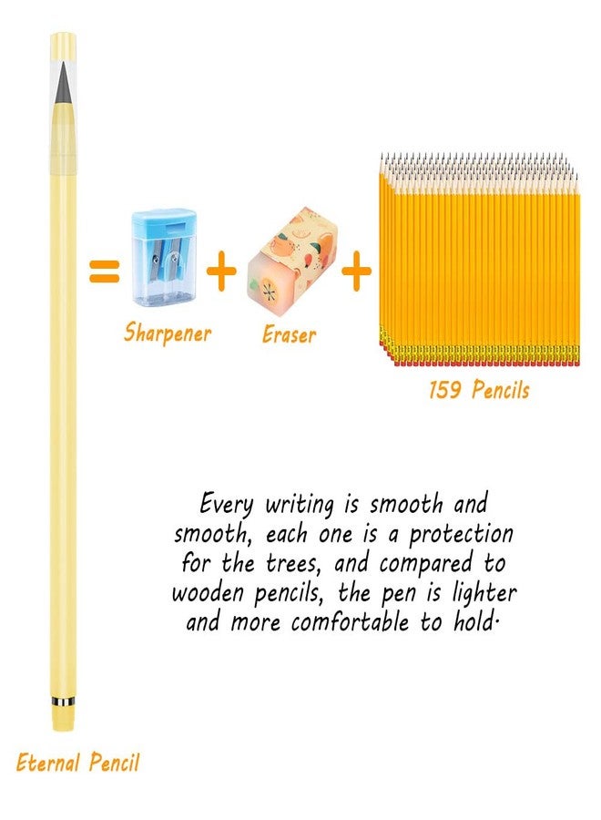 HOTUT Inkless Pencil,7PCS Infinity Pencils with Extra 7 Eraser Reusable Inkless Everlasting Pencil with 7 Replaceable Nibs for Students Writing Drawing Home Office School Supplies - Image 2