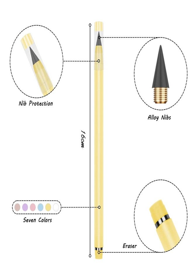 HOTUT Inkless Pencil,7PCS Infinity Pencils with Extra 7 Eraser Reusable Inkless Everlasting Pencil with 7 Replaceable Nibs for Students Writing Drawing Home Office School Supplies - Image 4
