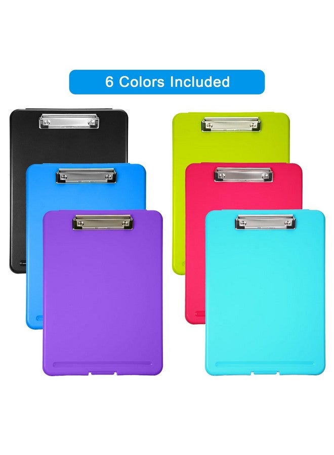 Chinco 6 Pieces Clipboard With Storage Plastic Storage Clipboard Nursing Clipboard Clip Boards Storage Foldable Clipboard With Compartment Clipboard Storage With Metal Clip, 9.5 X 13.5 Inch (Bright Color) - Image 4