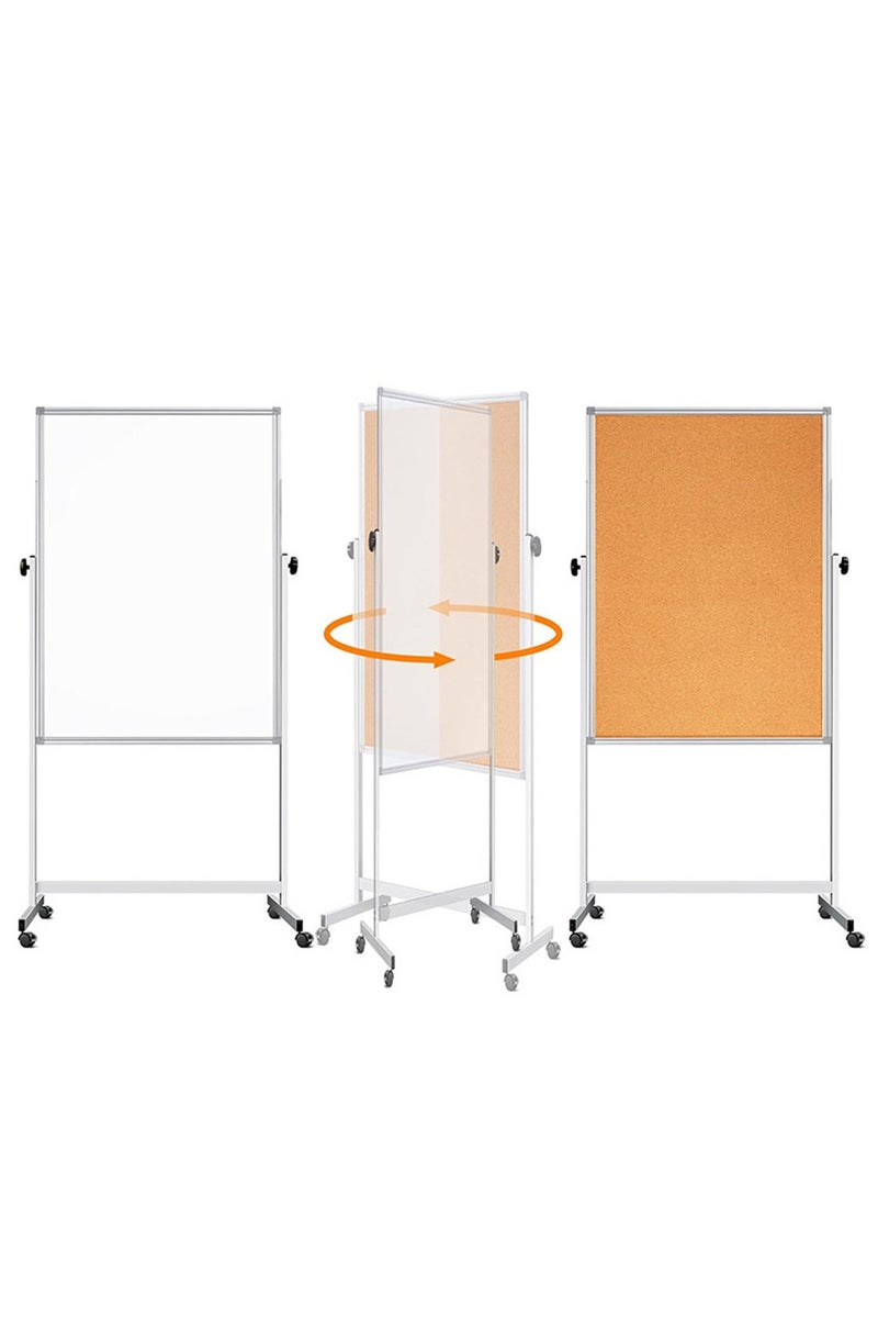 كيدل سبورة بيضاء من الفلين مزدوجة الجوانب، 32 × 48 بوصة، لوح قابل للمسح الجاف على عجلات، قابل لتعديل الارتفاع، لوح قائم بذاته محمول للاستخدام في المكتب والتخطيط والعروض التقديمية (فلين ولوح أبيض) - Image 1