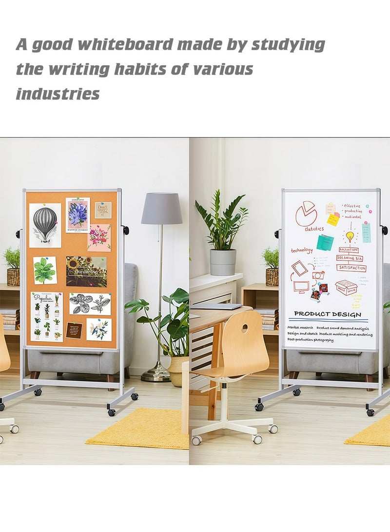 كيدل سبورة بيضاء من الفلين مزدوجة الجوانب، 32 × 48 بوصة، لوح قابل للمسح الجاف على عجلات، قابل لتعديل الارتفاع، لوح قائم بذاته محمول للاستخدام في المكتب والتخطيط والعروض التقديمية (فلين ولوح أبيض) - Image 4