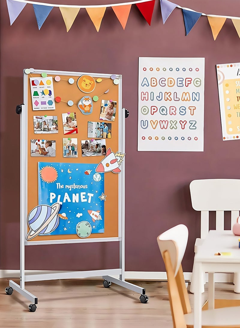 كيدل سبورة بيضاء من الفلين مزدوجة الجوانب، 32 × 48 بوصة، لوح قابل للمسح الجاف على عجلات، قابل لتعديل الارتفاع، لوح قائم بذاته محمول للاستخدام في المكتب والتخطيط والعروض التقديمية (فلين ولوح أبيض) - Image 2