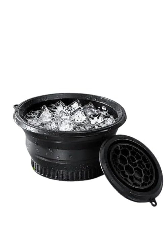 BLACK Face Bowl for Ice with Built-In Ice Tray,Facial Ice Bath Bowl, Portable Foldable Facial Plunge Bowl, Collapsible for Face Ice Bath Home & Travel (PACK OF 1) (1PIS+BLACK+FACE+BOWL)/1375