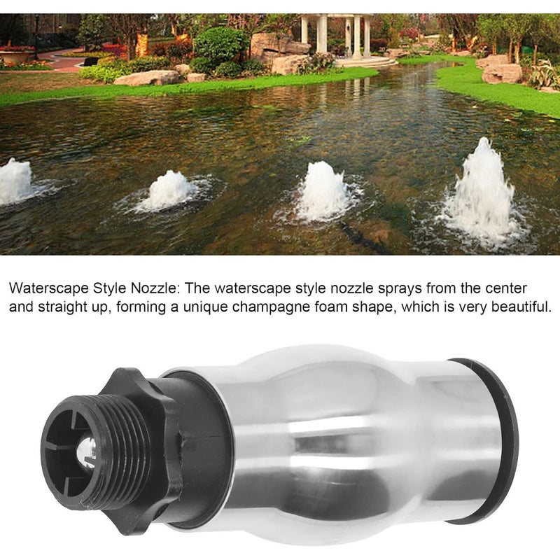 Fountain Nozzle, Professional Grade Foaming Jet Bubbler Water Garden Display, G1 Male Thread Frothy Foam Jet Fountain Nozzle, 304 Stainless Steel Waterscape Nozzle Water Spray - Image 4